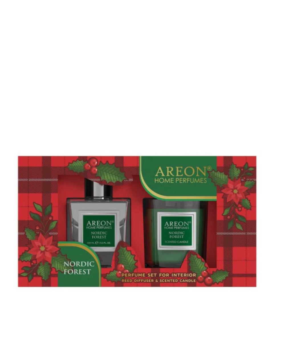 Rinkinys, namų kvapas ir žvakė Areon Nordic Forest, 150 ml
