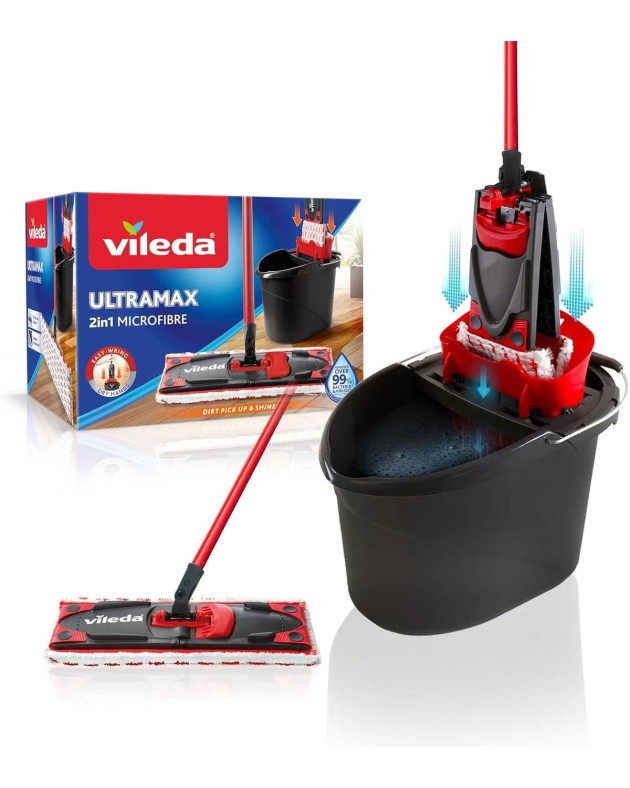Grindų plovimo rinkinys Vileda Ultramax VILE14389, 66 - 132 cm, juoda/raudona