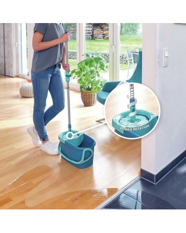 Grindų plovimo rinkinys Leifheit Rotation Disc Mop Ergo, žalias, 6 l
