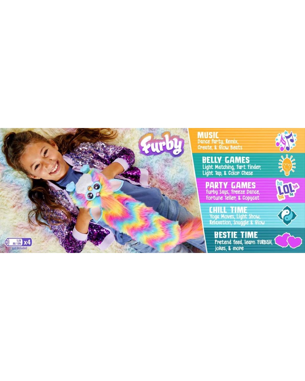 Interaktyvus žaislas Hasbro Furby Dj Rainbow, įvairių spalvų